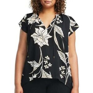 Estelle Alani Floral Top Womens 3X Black Flowy Bloomcore Boho Resort Chic NWT